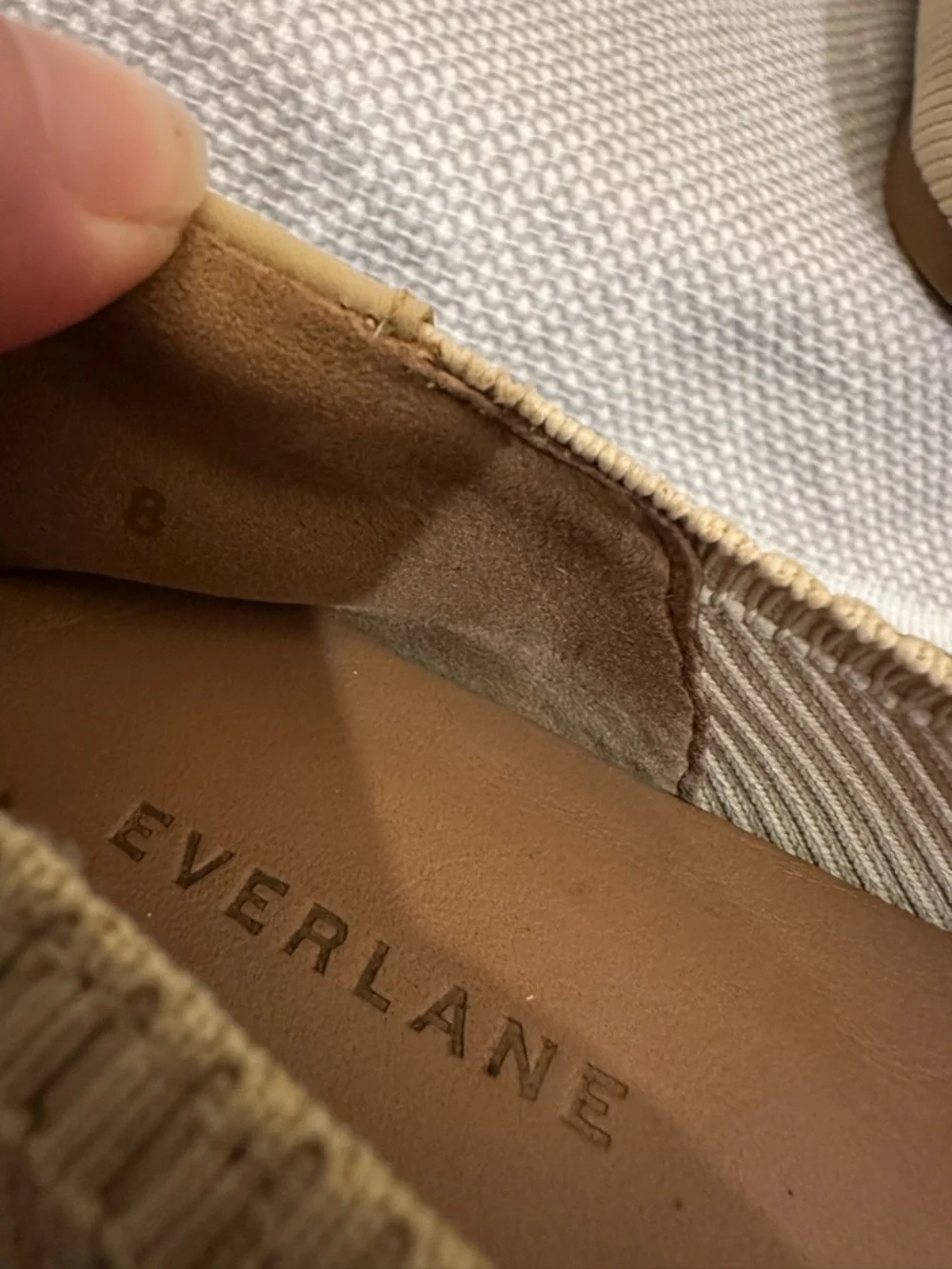 Everlane Day Glove ReKnit Ballet Flats Beige Ribbed Knit Size 8 Comfort EUC
